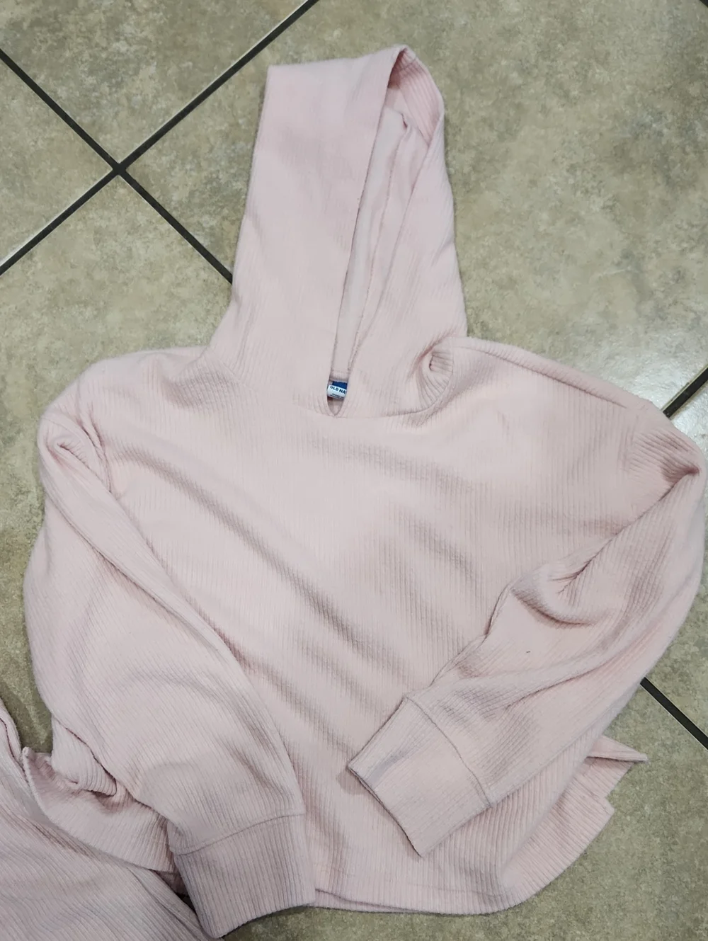 Old Navy Girls Ribbed Hoodie & Jogger Set - Pink / Gray, Bundle Of 2